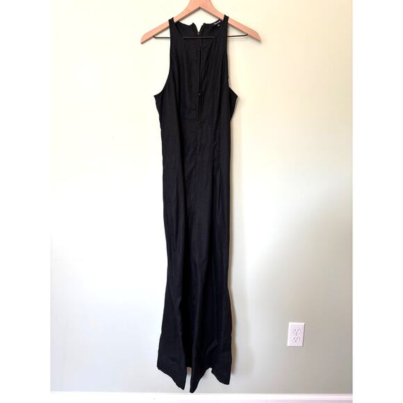 Madewell Black Portia Wide Leg Linen Jumpsuit 8 - Picture 2 of 12